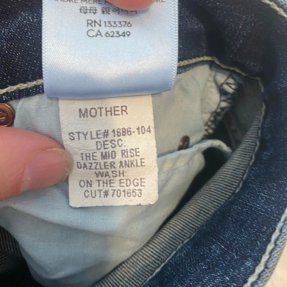 Mother Denim The Mid Rise Dazzler Ankle Jeans Womens Size 24 On The Edge Wash - Picture 7 of 8
